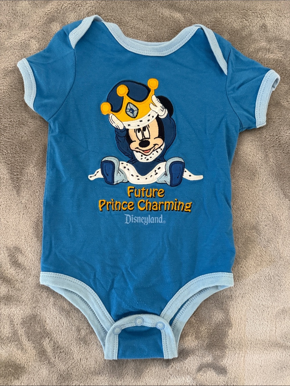 Disney Blue Mickey 'Future Prince Charming' One-Piece Disneyland
